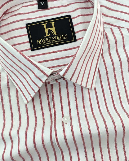 Destiny Red With White Stripe Premium Cotton Designer Shirt