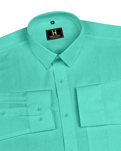 Emerald Green Satin Formal Shirt