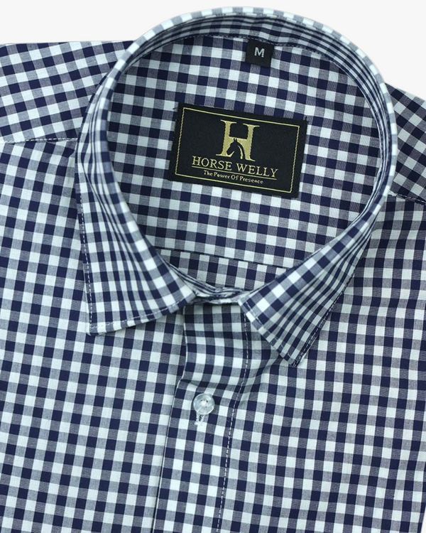 Exeter Flannel Blue With White Yarn Dyed Check Cotton Shirt