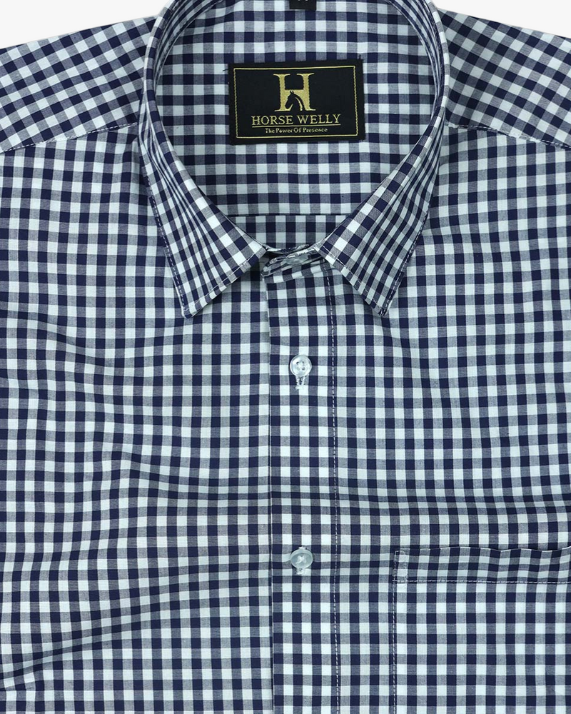 Exeter Flannel Blue With White Yarn Dyed Check Cotton Shirt