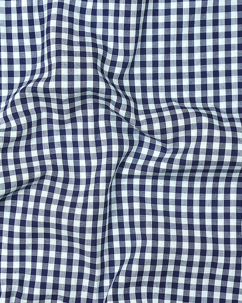 Exeter Flannel Blue With White Yarn Dyed Check Cotton Shirt