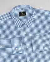 Gingham Check Dark Blue Cotton Shirt