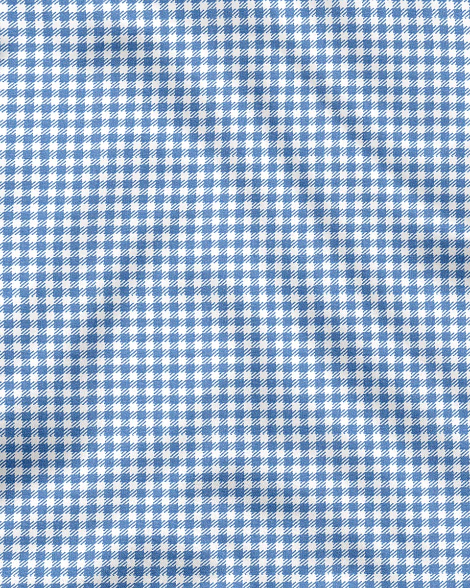Gingham Check Dark Blue Cotton Shirt