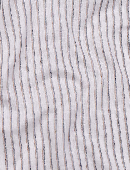 Heritage Brown Stripe On White Linen Shirt
