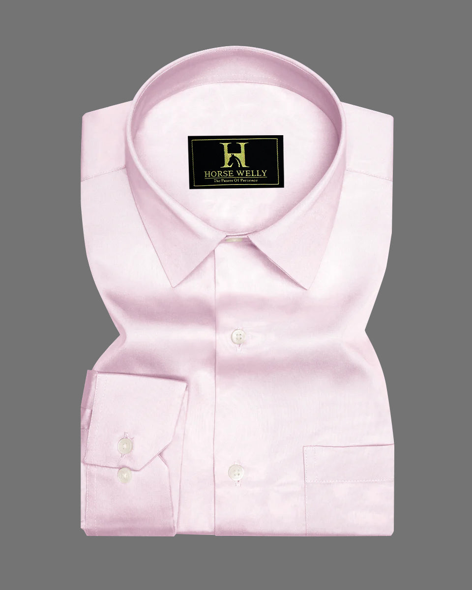 Horsewelly Pink Subtle Sheen Super Soft Premium Cotton Formal Shirt for Men