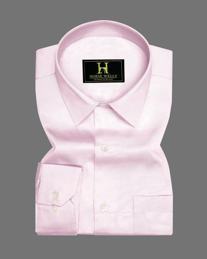 Horsewelly Pink Subtle Sheen Super Soft Premium Cotton Formal Shirt for Men