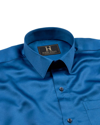 Imperial Blue Satin Formal Shirt