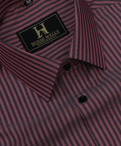 Lite Maroon Striped Classic Formal Cotton Shirt