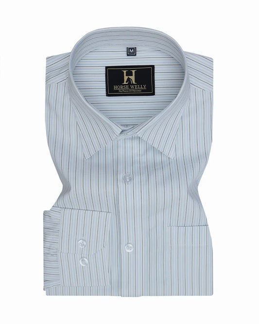 Luxe Formal Sky Blue & Black Striped Shirt