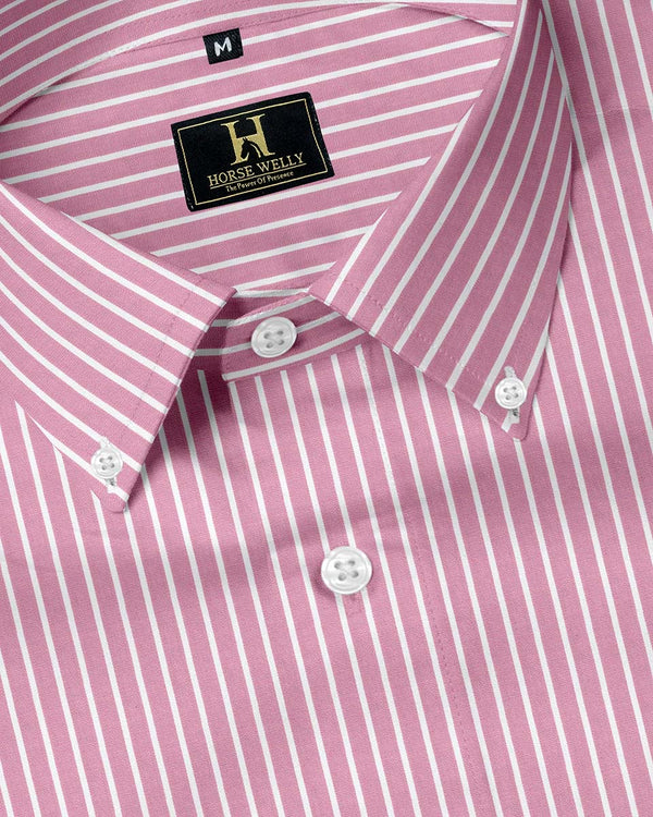ManTire's Men's Formal Pink Stripe Soft Cotton Shirt