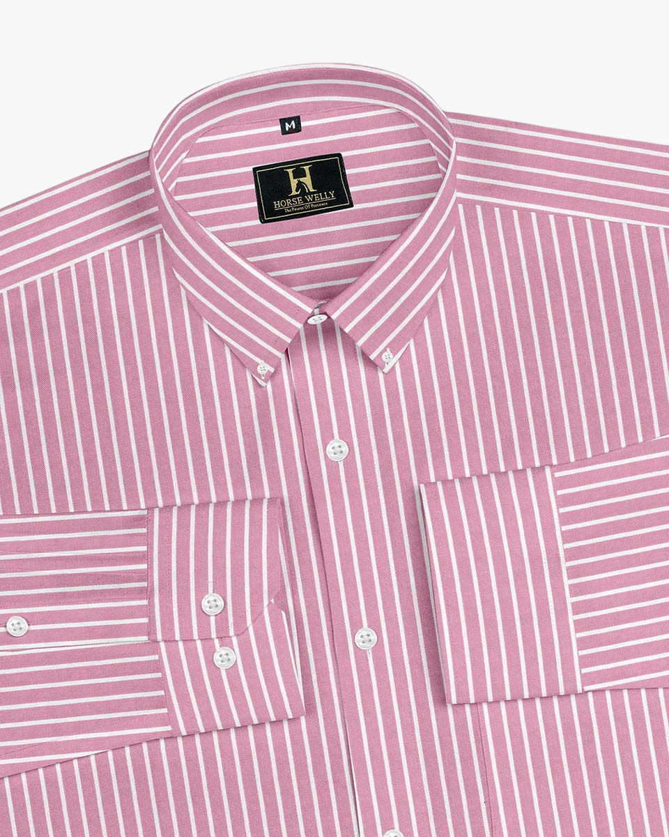 ManTire's Men's Formal Pink Stripe Soft Cotton Shirt