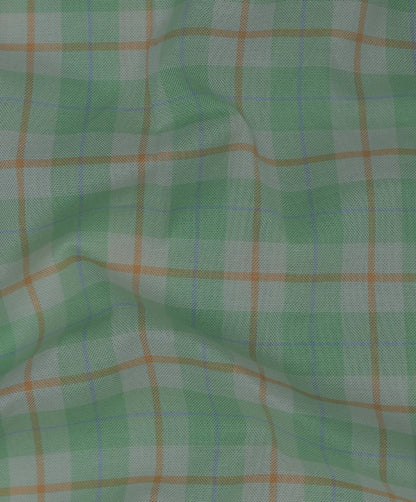 Men Green Regular Fit Check Full Sleeves Casual Shirt