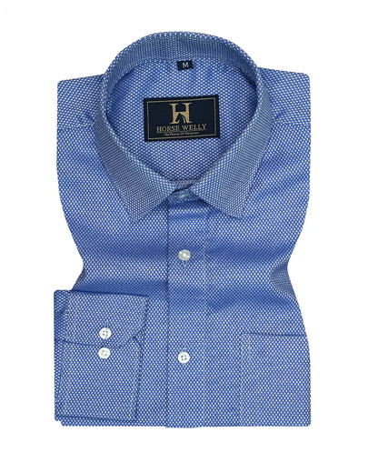 Men Solid Dark Blue Formal Cotton Shirt