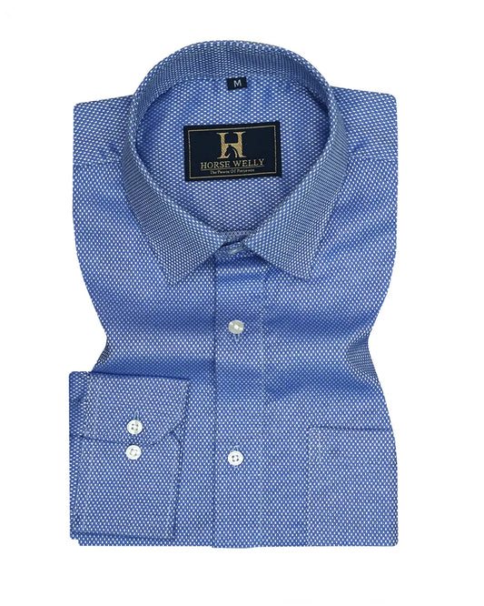 Men Solid Dark Blue Formal Cotton Shirt