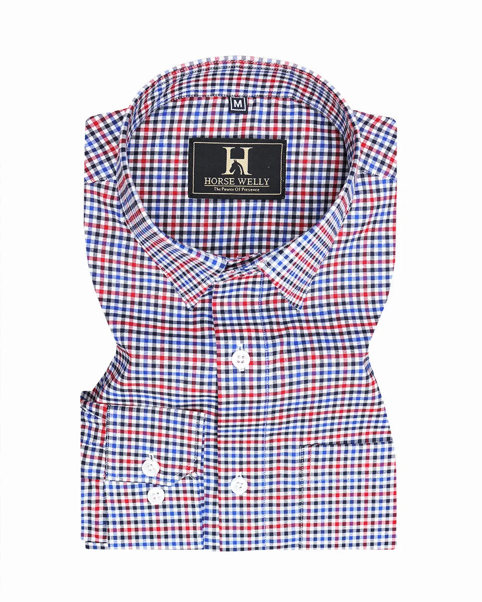 Multicolor Gingham Check Cotton Shirt