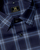 Navy Blue Tartan Checks Premium Cotton Shirt