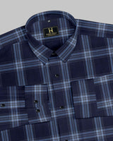 Navy Blue Tartan Checks Premium Cotton Shirt