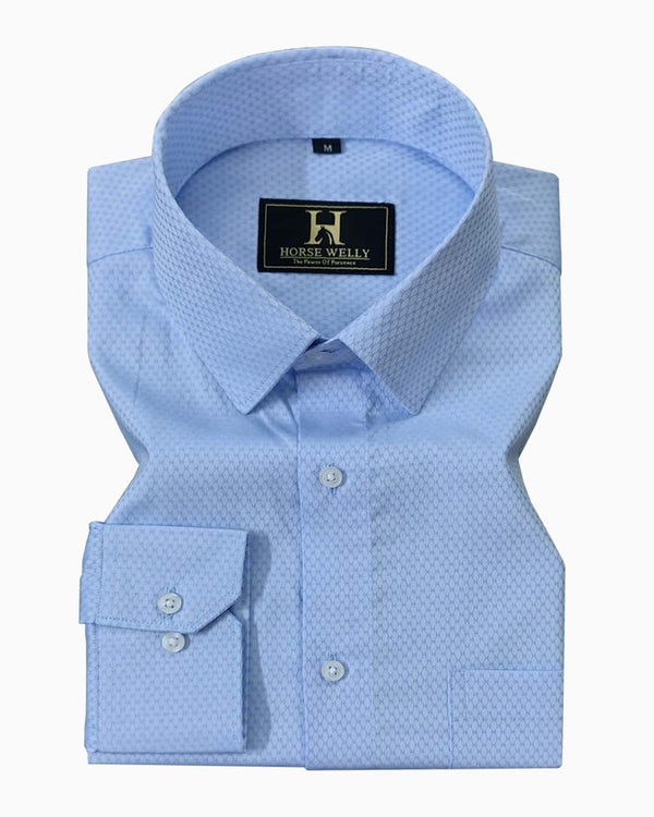 Pigeon Post Blue Dobby Textured Premium Cotton Designer Shirt