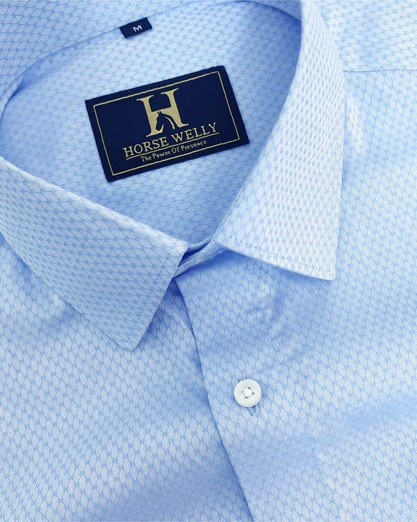 Pigeon Post Blue Dobby Textured Premium Cotton Designer Shirt