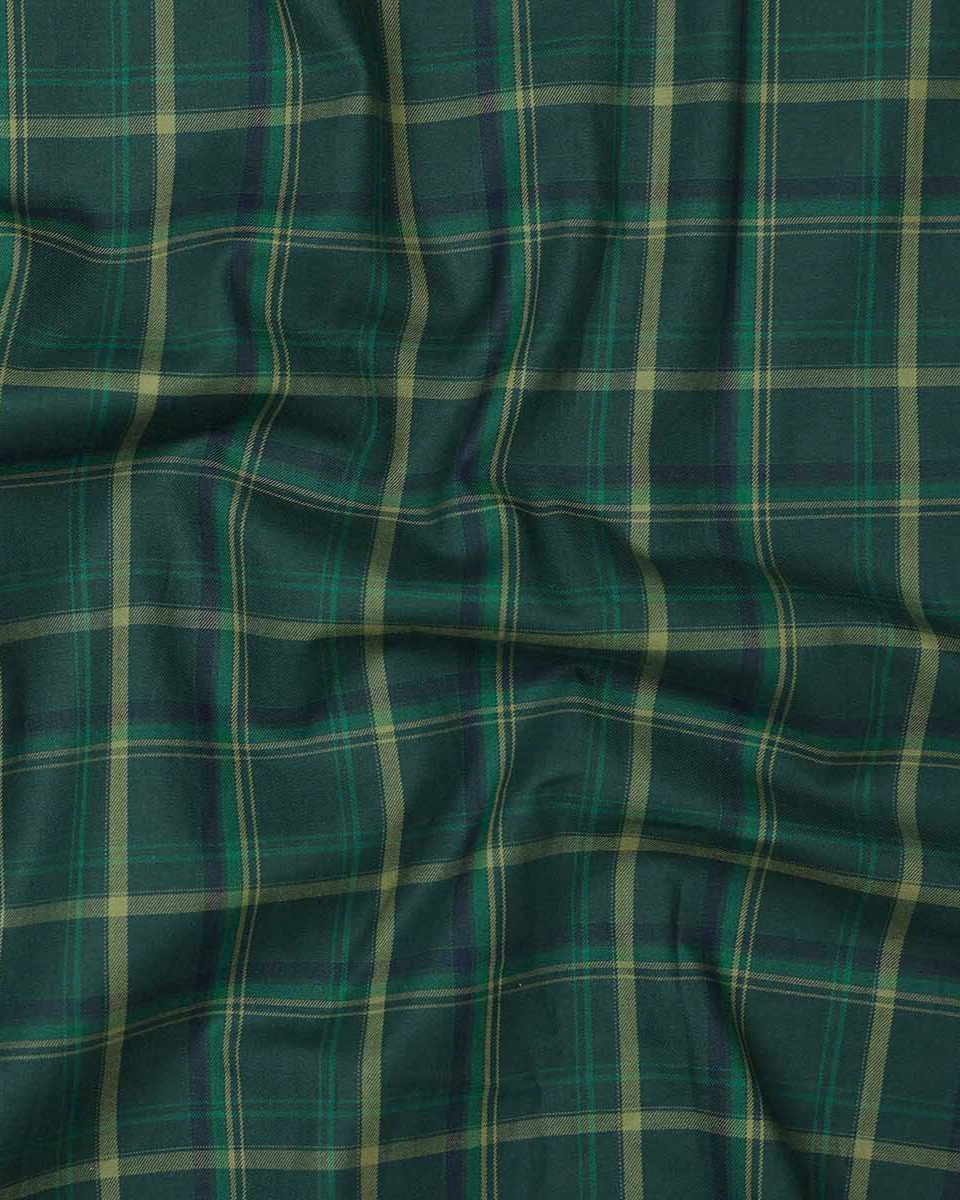 Plantation Green  With Gold Plaid Premium Cotton Shirt
