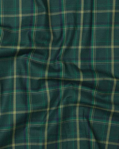 Plantation Green  With Gold Plaid Premium Cotton Shirt