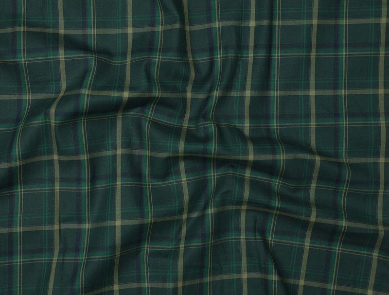 Plantation Green  With Gold Plaid Premium Cotton Shirt