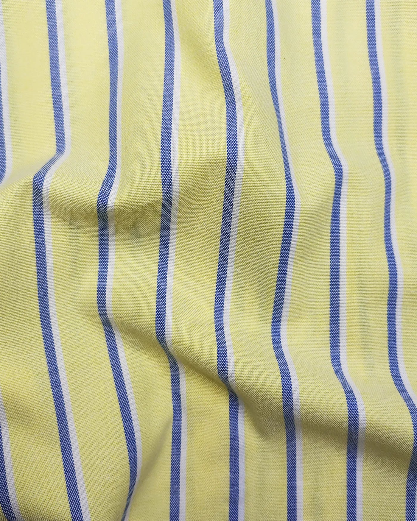 Premium Yellow Cotton Shirt with White & Blue Stripes
