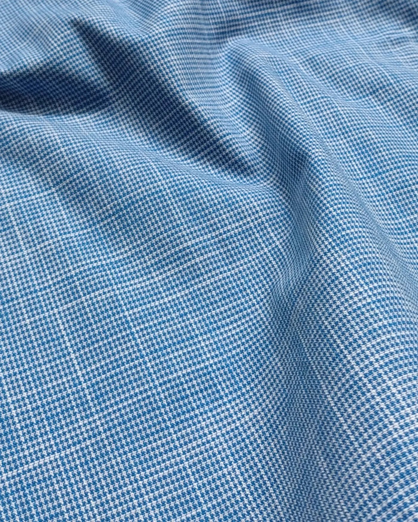 Sky Blue Houndstooth Check Formal Cotton Shirt