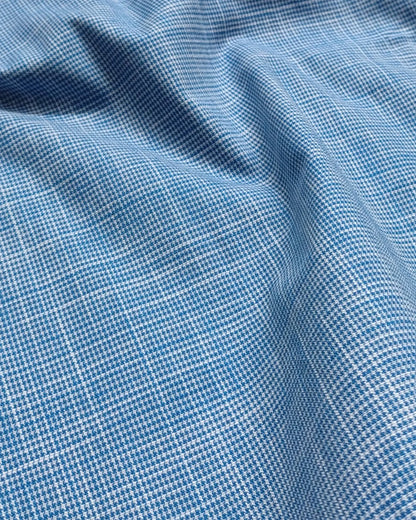 Sky Blue Houndstooth Check Formal Cotton Shirt