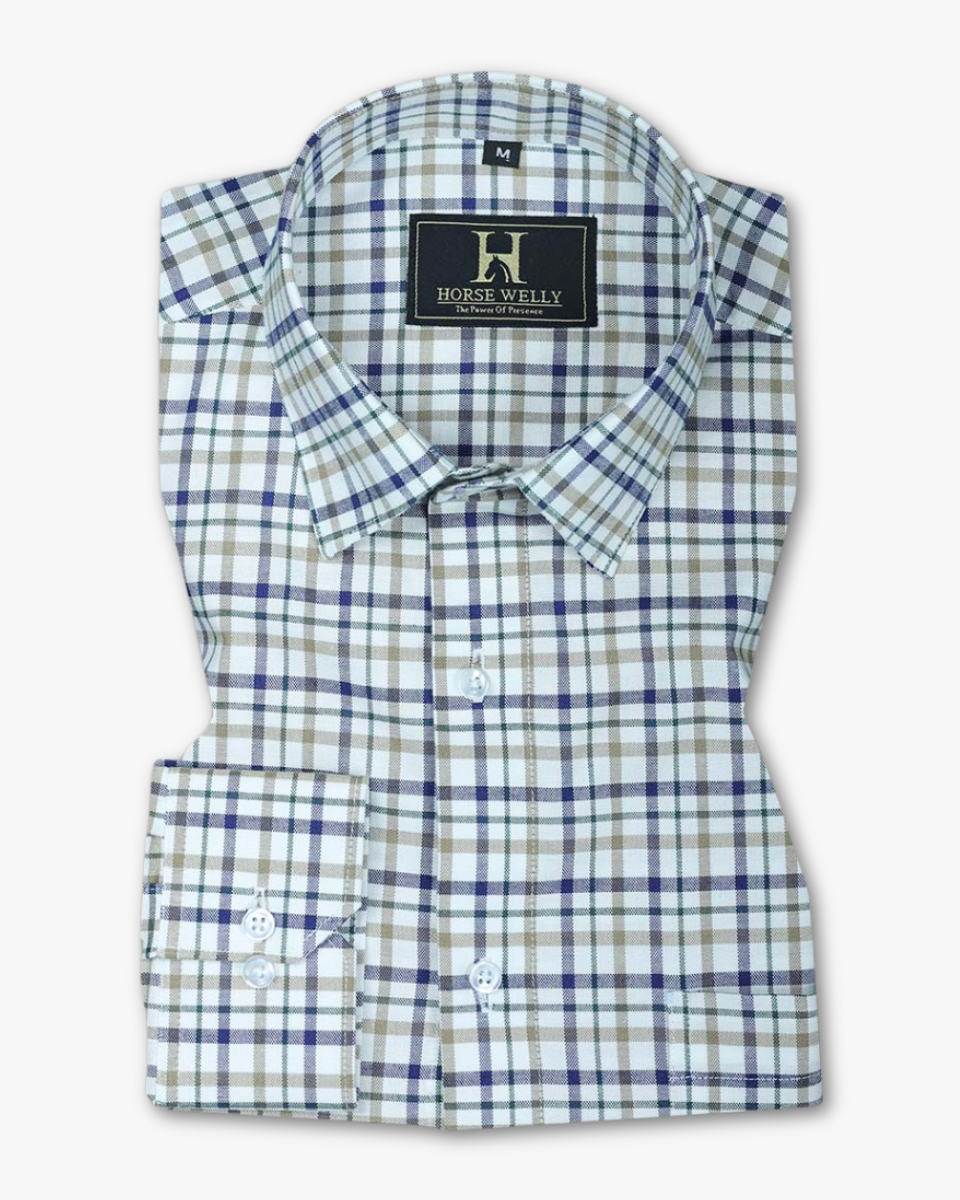 Tanner Dusky Blue Checks Oxford Cotton Shirt