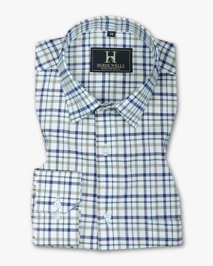 Tanner Dusky Blue Checks Oxford Cotton Shirt