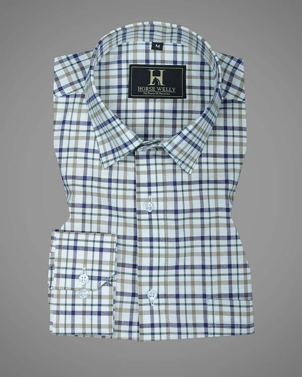 Tanner Dusky Blue Checks Oxford Cotton Shirt