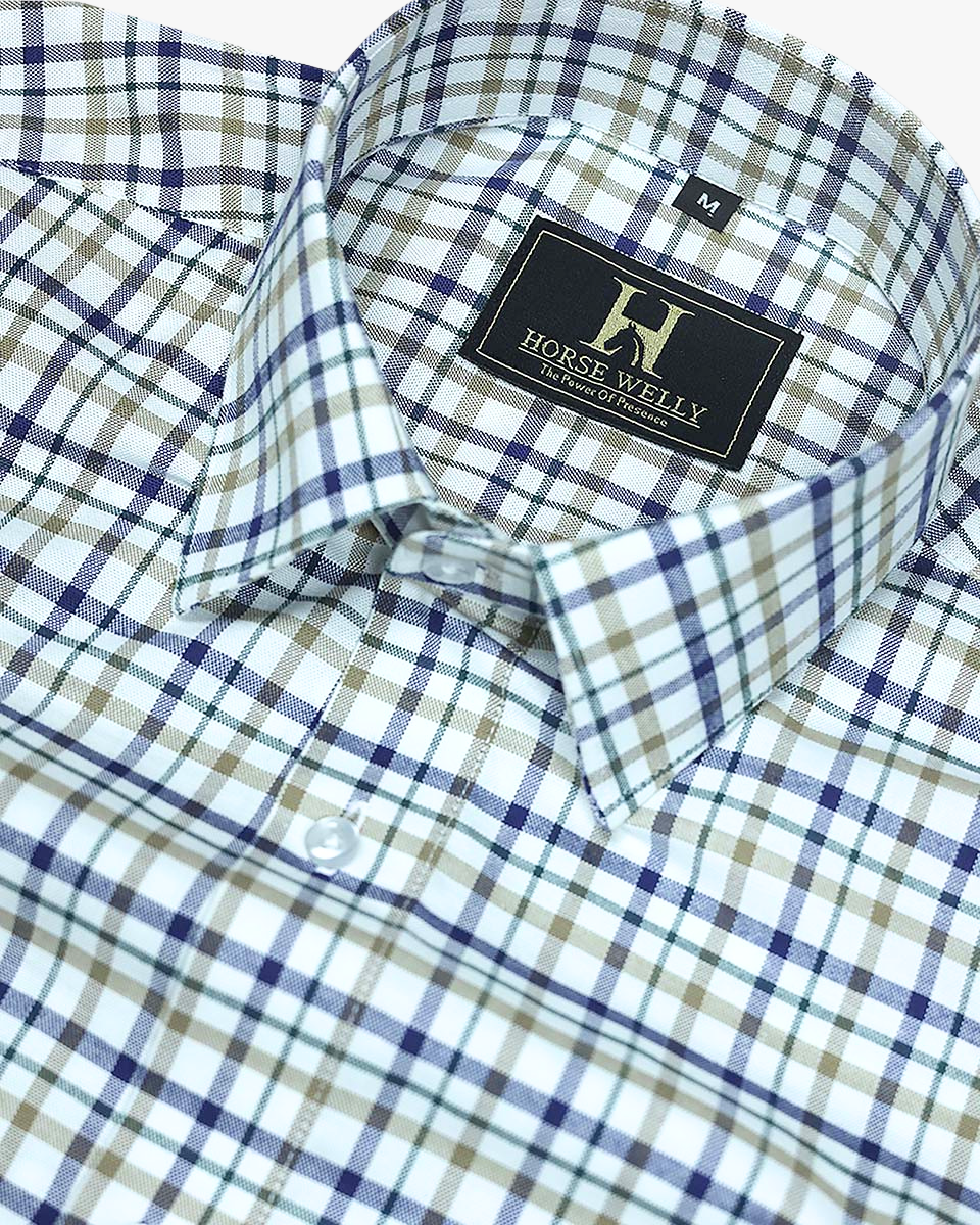 Tanner Dusky Blue Checks Oxford Cotton Shirt