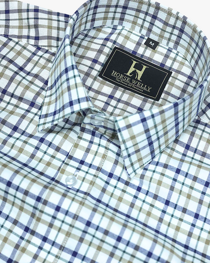 Tanner Dusky Blue Checks Oxford Cotton Shirt