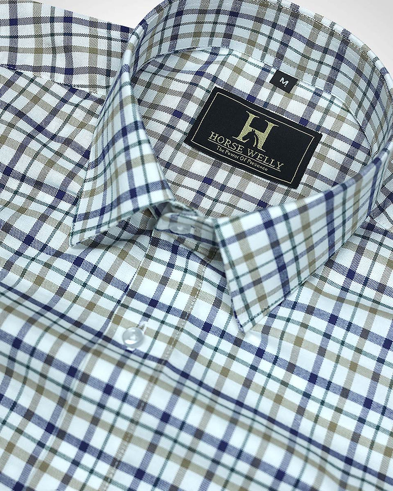 Tanner Dusky Blue Checks Oxford Cotton Shirt