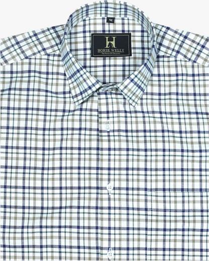 Tanner Dusky Blue Checks Oxford Cotton Shirt
