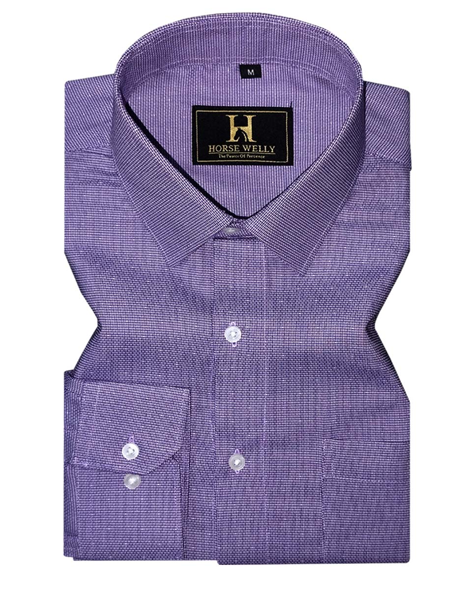 Wolin Purple With White Dobby Texture Cotton Shirt
