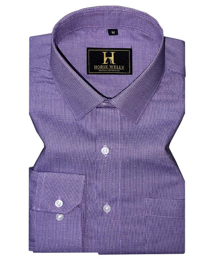 Wolin Purple With White Dobby Texture Cotton Shirt