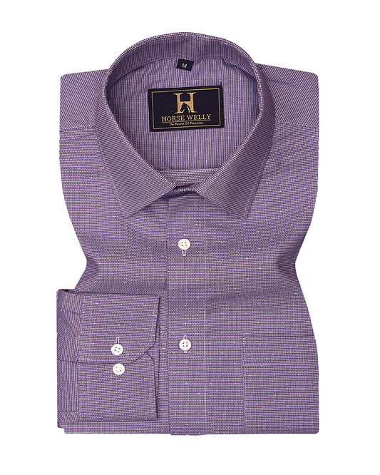 Wolin Purple With White Dobby Texture Cotton Shirt