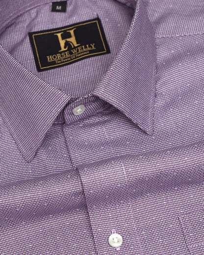 Wolin Purple With White Dobby Texture Cotton Shirt