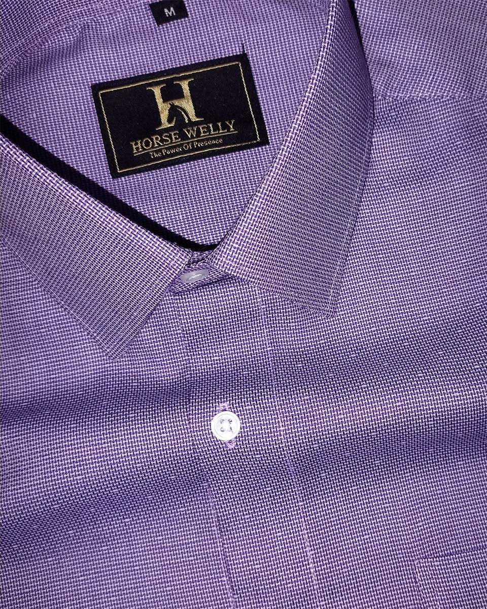 Wolin Purple With White Dobby Texture Cotton Shirt