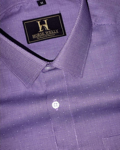 Wolin Purple With White Dobby Texture Cotton Shirt
