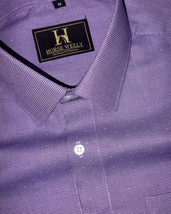 Wolin Purple With White Dobby Texture Cotton Shirt