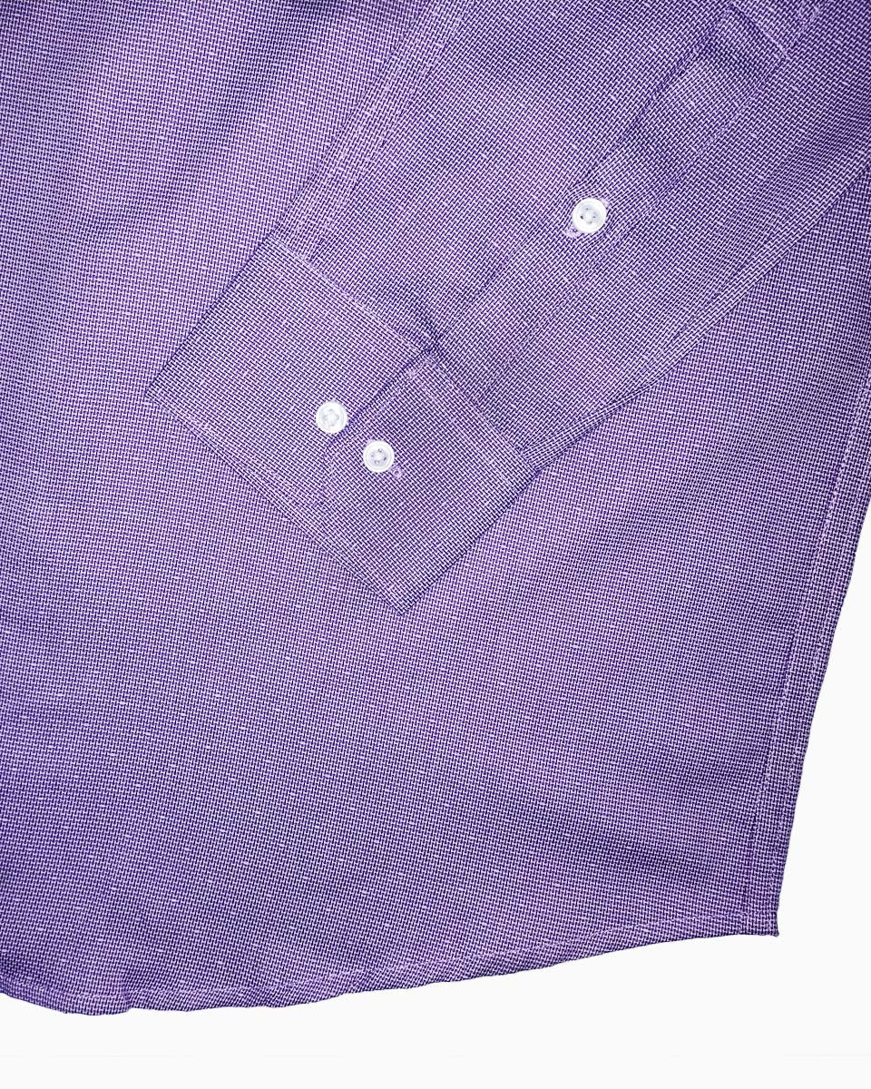 Wolin Purple With White Dobby Texture Cotton Shirt