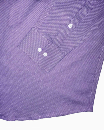 Wolin Purple With White Dobby Texture Cotton Shirt