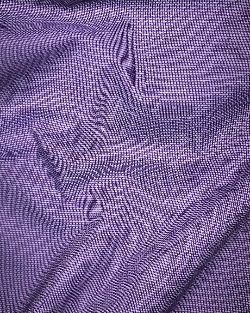 Wolin Purple With White Dobby Texture Cotton Shirt